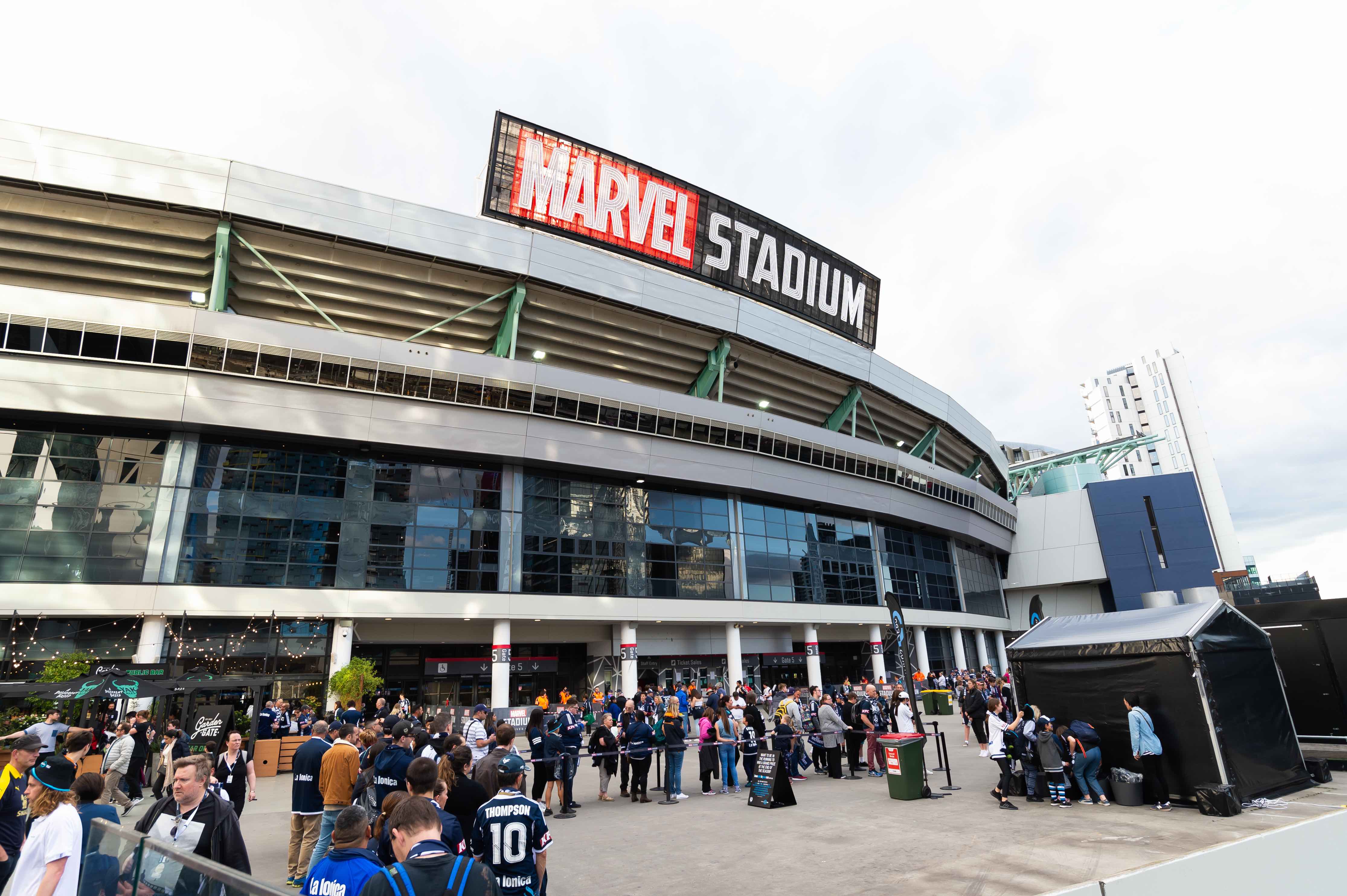 Marvel Stadium precinct in Docklands