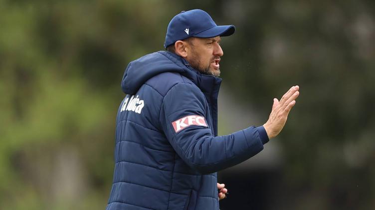 Victory coach, Tony Popovic gestures during a Melbourne Victory A-League Men's Practice Match at Gosch's Paddock on October 13, 2021 in Melbourne, Australia.